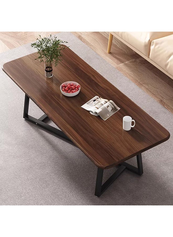 CHOIWIN Modern Coffee Table -Side Table  Walnut Wood Grain Top & Black Metal Frame Rectangle Center Table for Living Room, Sturdy Industrial Style Cocktail Table（120x60cm） - Image 1